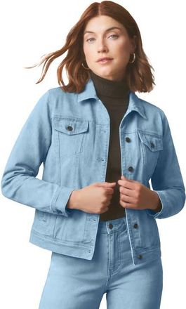 Jessica London Classic Cotton Denim Jacket in Light Wash at Nordstrom, Size 12