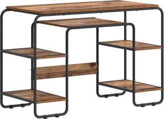 vidaXL Escritorio Con Almacenamiento Madera Envejecida Vidaxl