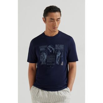 Brunello Cucinelli Jersey T-shirt in Cobalt at Nordstrom, Size Xxx-Large Eu