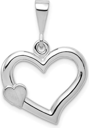 Diamond2Deal 14k White Gold Solid Satin Polished Fancy 3D Heart Pendant