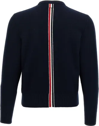 Thom Browne Mens Blue Virgin Wool Cardigan Clothing