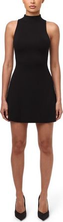 Naked Wardrobe Active Mock Neck Minidress in Black at Nordstrom, Size X-Large