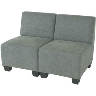 Hhg Salotto modulare componibile lounge moderno Lione N71 tessuto divano 2 posti senza braccioli grigio