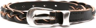 Our Legacy Zwart Gevlochten Leren Riem met Zilverkleurige Gesp - Heren - Riemen - Zwart - 80 CM - Leer - Accessoires