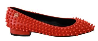 Philipp Plein Vrouwen Oranje Leren Ballerina WHAT I DO Flats Schoenen