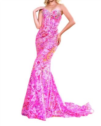 Portia & Scarlett Mermaid Sweetheart Prom Dress In Pink Mulit