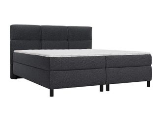 Vente-Unique Conjunto completo boxspring cabecero acolchado + somieres + colchones + sobrecolch&oacute;n - 2 x 90 x 200 cm - Tela - Antracita - LODI de PALACIO