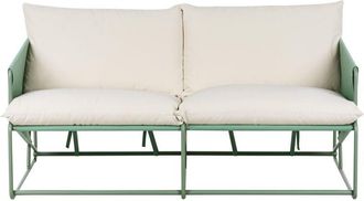 Beliani Sofá 2 plazas de jardín bajo de metal con cojines de asiento y respaldo muebles de exterior interior jardín con reposabrazos verde Ponte