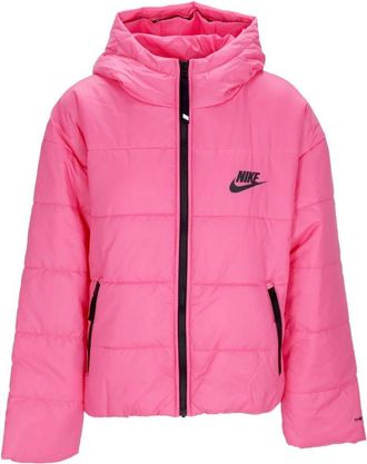 Nike Repel Hooded Donsjack Roze/Zwart - Dames - Outdoorjassen - Roze - M - Polyester - Fitness