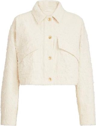 Brunello Cucinelli Fuzzy denim outerwear jacket in Ivory at Nordstrom, Size 36 It