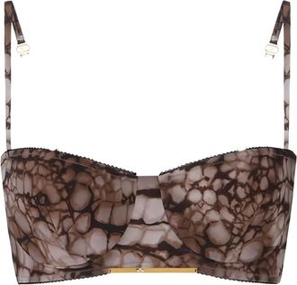Elisabetta Franchi Bh met alligatorpatroon - Bruin