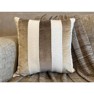 OEM Fundas De Almohada De Terciopelo Homecentric De 35 X 35 Cm, Color Marr&oacute;n, Paquete De 2, Cojines De Sof&aacute; Con Estampado De Retazos A Rayas, Estilo Moder
