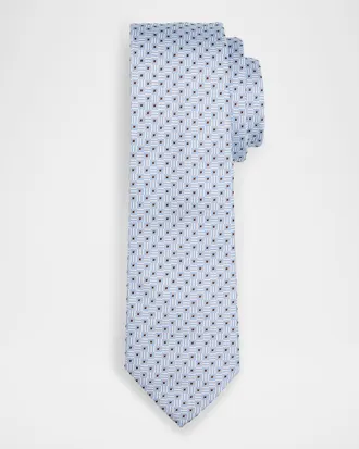 Emporio Armani Men & apos;s Micro-Geometric Square Silk Tie