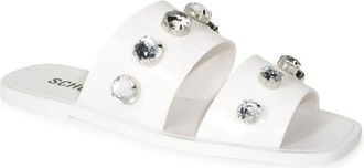 Schutz Schutz Lizzie Crystal Sandals White Embellished Slip-On ZAP811