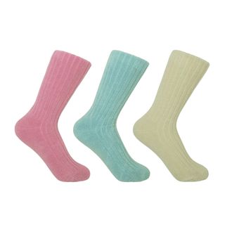 Peper Harow Ribbed Womens Bed Socks Bundle - Pink, Blue & Cream
