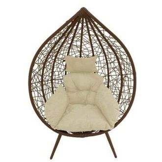 Far Poltrona a goccia sospesa uovo giardino piedini veranda balcone marrone con cuscino 248