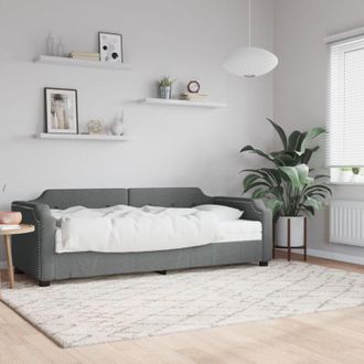 vidaXL Sof&aacute; Cama Con Colch&oacute;n Tela Gris Oscuro 100x200 Cm Vidaxl