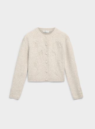 Contemporaine Womens Touch of wool embossed flowers Cardigan Sweater