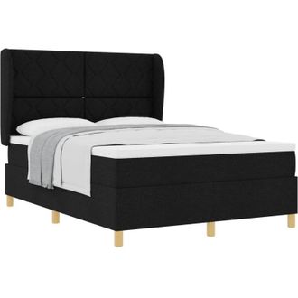 vidaXL Box Spring Bed with Mattress Dark Grey 90x190 cm Fabric Black vidaXL