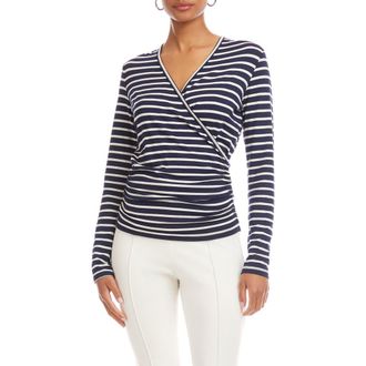 Karen Kane Stripe Crossover Ruched Top at Nordstrom, Size X-Large P