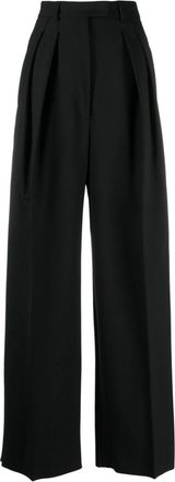 Sportmax high-waisted wide-leg trousers - women - Virgin Wool/Polyester/Elastane - 34 - Black