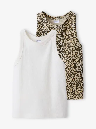 Jonen 2er-Pack M&auml;dchen Tops aus Ripp JONEN beige