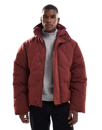 Asos Piumino oversize rosso con cappuccio