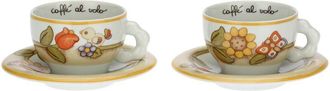 Thun Set 2 Tazze Country con Fiori, Farfalla e Uccellino