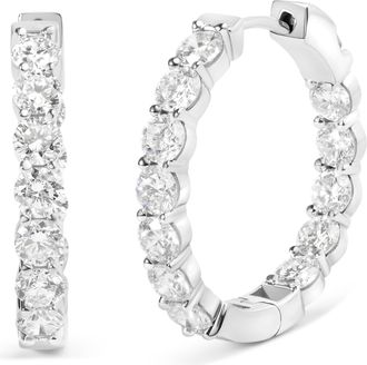 House of Brilliance 14K White Gold 5.00 Cttw Lab-Grown Diamond Inside Out Hoop Earrings