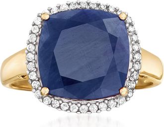 Ross-Simons Sapphire and. Diamond Ring in 14kt Yellow Gold