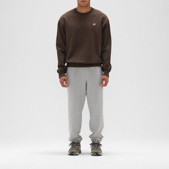 New Balance Mens Made in USA Core Crewneck Sweatshirt in Brown Cotton Fleece, size Small
