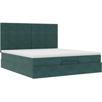 vidaXL Vidaxl - Estructura De Cama Otomana Colchones Terciopelo Verde Oscuro