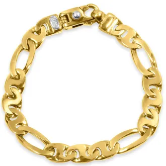 Pompeii3 Mens Figaro Link 14k Gold (30gram) or Platinum (49gram) 9.5mm Bracelet 8.5