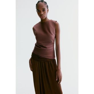 H&M Coated Jersey Top in Dark Brown at Nordstrom, Size X-Small