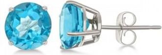 Allurez Blue Topaz Stud Earrings Sterling Silver Prong Set (3.00ct)