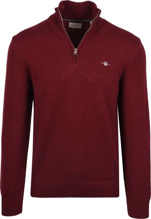 GANT Mens Cotton Half Zip Knitwear Plumped Red - Size 2XL