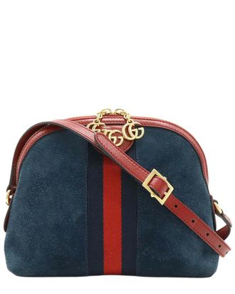 Gucci Blue Leather Ophidia Small Suede Shoulder Bag (Authentic Pre-Loved)
