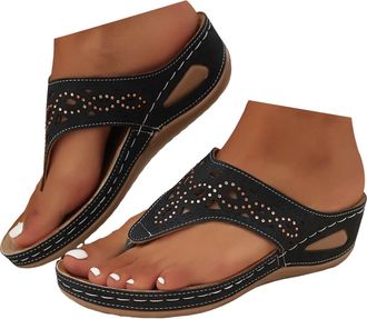 Generic Sandals for Women Womens Sandals & Slides Orthopedic Arch Support Flip Flops Toe Post Slides for Women UK Wide Fit Summer Shoe Non-Slip Beach Shoes To