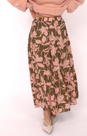 Sadie & Sage My Dearest Maxi Skirt In Olive Pink
