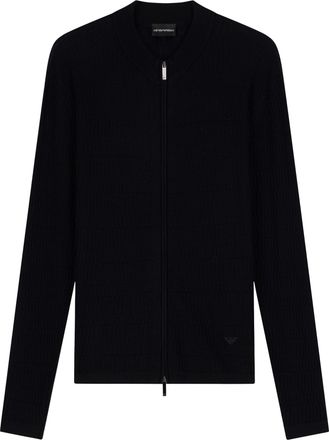 Emporio Armani High-Collar Virgin Wool Zip-Up Sweater