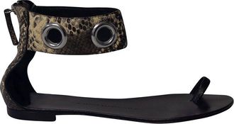 Giuseppe Zanotti Womens Snakeskin Ankle Strap Flat Sandal (Authentic Pre- Loved)