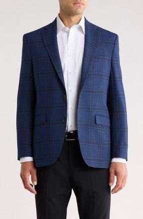 Jack Victor Elex Plaid Wool Blend Sport Coat in Navy at Nordstrom Rack, Size 48 Regular