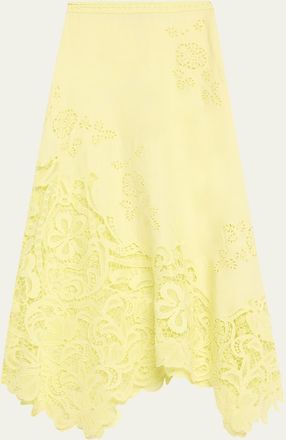 Ulla Johnson Rae Lace Linen Midi Skirt