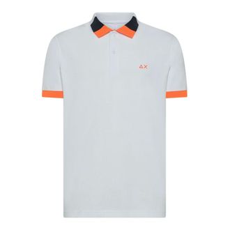 Sun 68 Polo Shirts, male, White, Size: 2XL White Polo Logo Fluo T-shirts and Polos