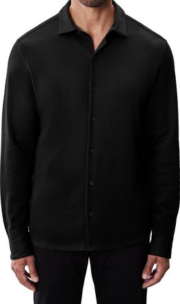 Robert Barakett Milo Knit Button-Up Shirt in Black at Nordstrom, Size Xx-Large