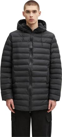 Rains Lohja Hooded Puffer Jacket - Heren - Winterjassen - Zwart - M - Leer - Jassen