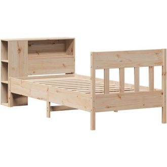 vidaXL Vidaxl - Cama Con Estanter&iacute;a Sin Colch&oacute;n Madera Maciza De Pino 75x190 Cm