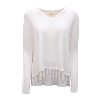 Vicolo V-neck Knitwear, female, White, Size: ONE SIZE Maglione Oversize V-neck Sweater