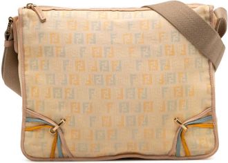 Fendi Pre-owned Fendi Zucchino Canvas F Charm Crossbody Ladies 2258 8BT090 TVJ 068