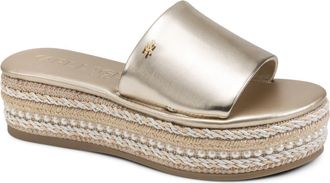 Karl Lagerfeld Keswick Espadrille Platform Wedge Slide Sandal in White Gold at Nordstrom, Size 7.5
